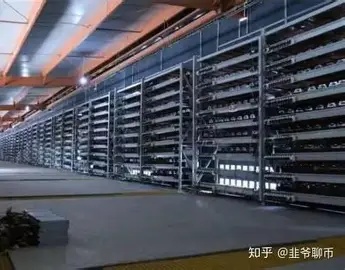 A bustling mining farm harnessing renewable energy for efficient cryptocurrency operations