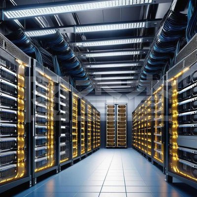Expansive cryptocurrency mining farm situated in a cold climate, optimizing energy efficiency